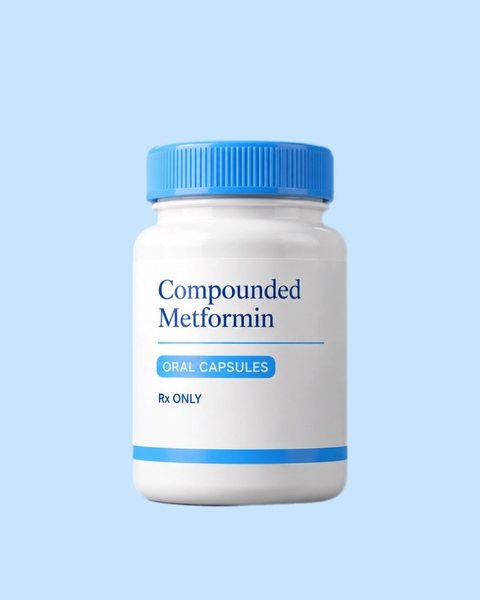 Compounded metformin oral capsules bottle