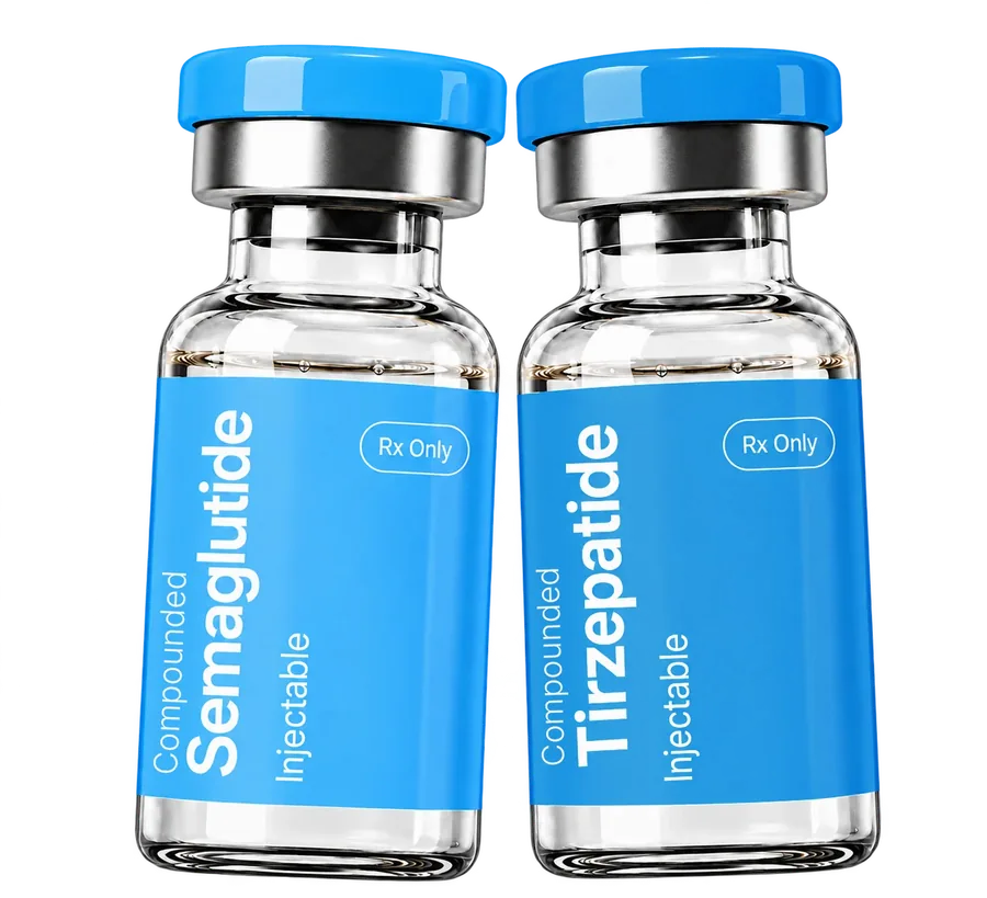 KERNX Semaglutide and Tirzepatide vials side by side