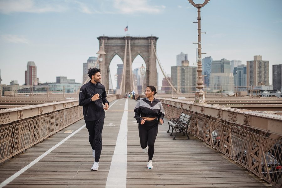 People moving outdoors as part of a healthy lifestyle